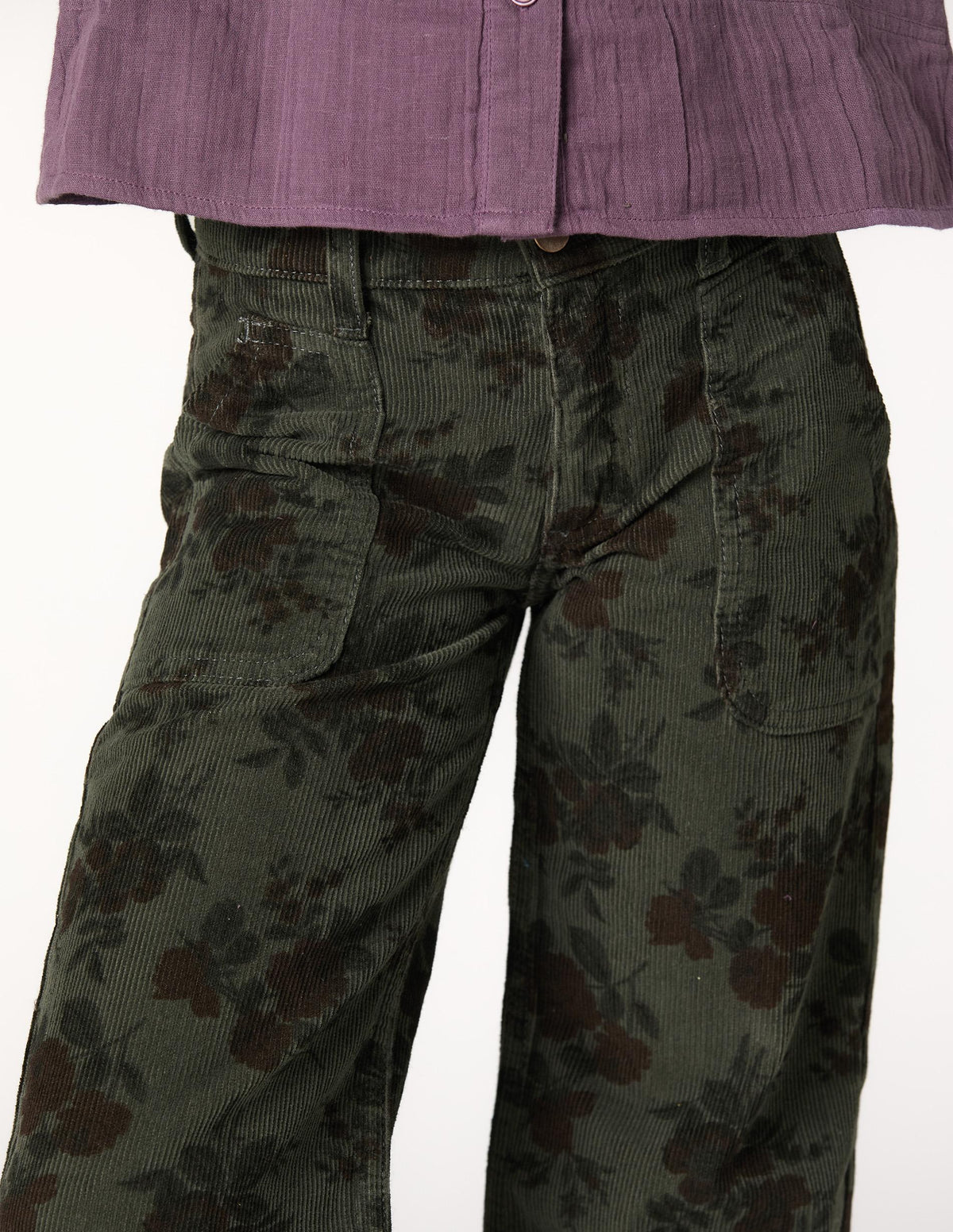 PANTALON PANA FLORAL GREEN