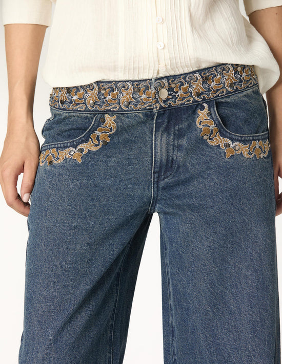 PANTALÓN BORDADO CINTURILLA BLUE