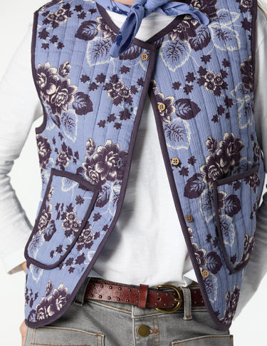 VINTAGE ANILINE BLUE PRINT VEST