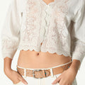 LACE BUTTON-UP SHIRT IN ECRU