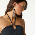 ANTHRACITE RUCHED HALTER TOP