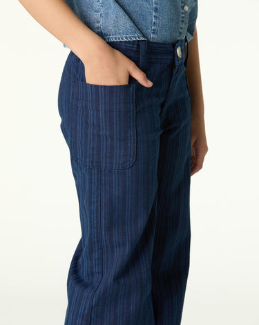STRIPED BLUE DENIM TROUSERS