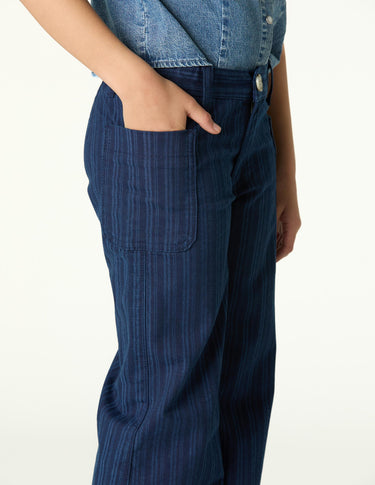 STRIPED BLUE DENIM TROUSERS