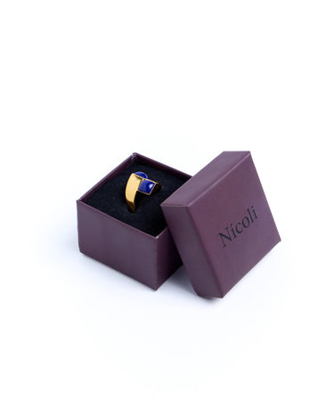 ANILLO GEOMÉTRICO BLUE DORADO