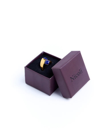 ANILLO GEOMÉTRICO BLUE DORADO