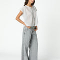 WHITE LUREX STRIPED OVERSIZED SHIRT