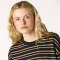 CHARCOAL STRIPED CREW NECK SWEATER