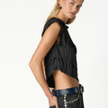 TOP ANTHRACITE RUFFLE