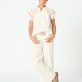 WHITE DENIM SIDE STARS JEANS