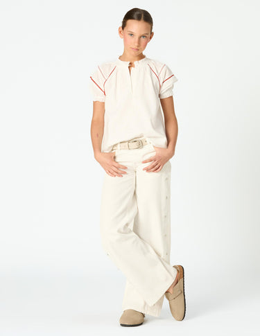 WHITE DENIM SIDE STARS JEANS