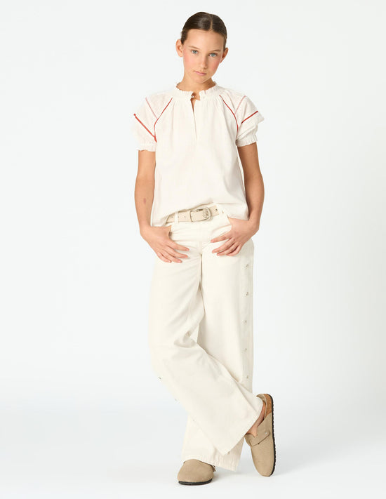 WHITE DENIM SIDE STARS JEANS