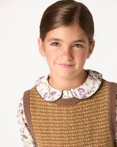 BROWN KNIT MIX VEST