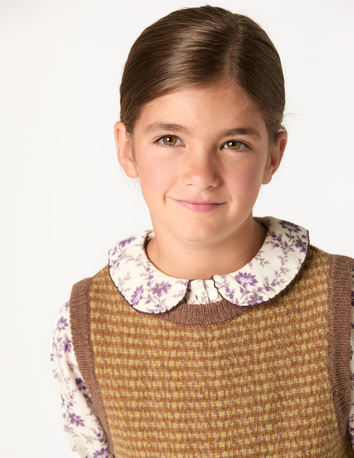 BROWN KNIT MIX VEST