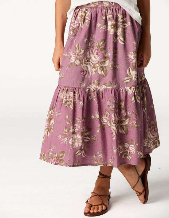 SKIRT ROSES PLUM