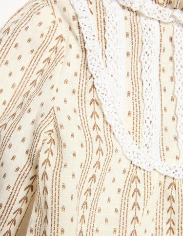 CAMISA ENCAJE FLECHA CHOCOLATE