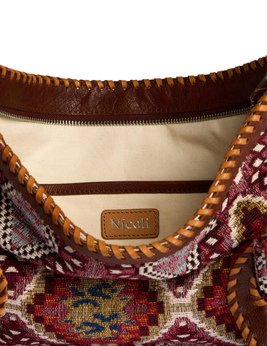 TAPESTRY AND LEATHER BAG