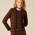 OCHRE/BLACK STRIPED DRESS