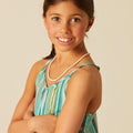 MULTICOLOR STRIPED GREEN DRESS