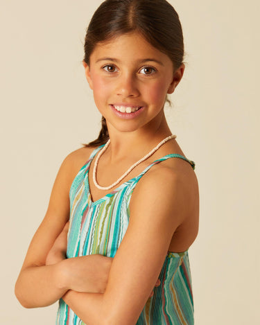 MULTICOLOR STRIPED GREEN DRESS