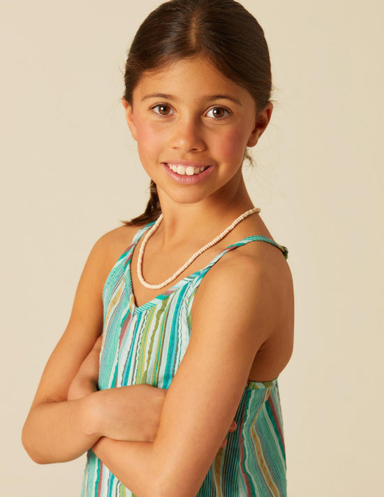 MULTICOLOR STRIPED GREEN DRESS