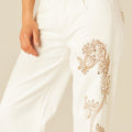WHITE EMBROIDERED TROUSERS