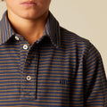BLUE POLO SHIRT BROWN STRIPE