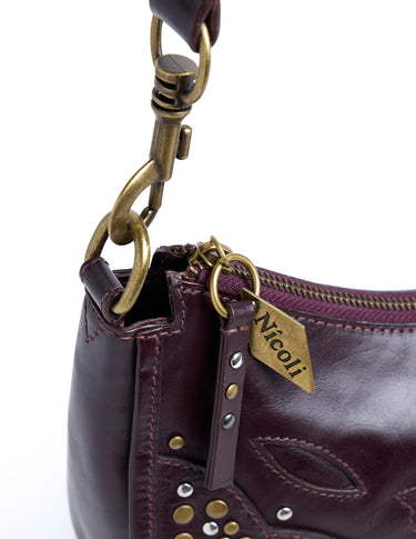 BROWN STUDS PATTERN HANDBAG