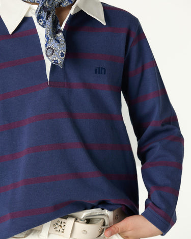 BLUE STRIPED POLO SWEATSHIRT