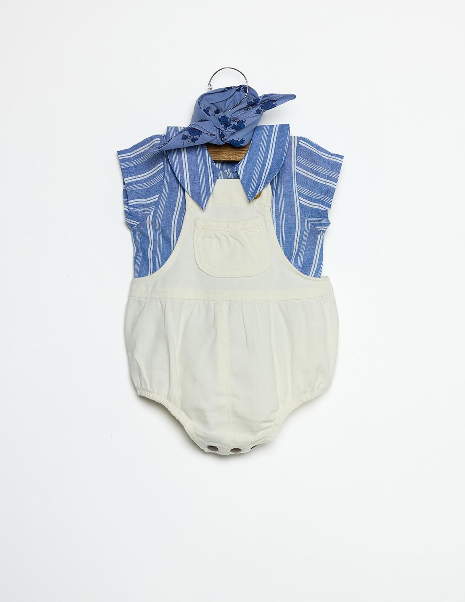 ECRU/BLUE STRIPED COLLAR SHIRT