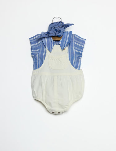 CAMISA CUELLO RAYA ECRU/BLUE