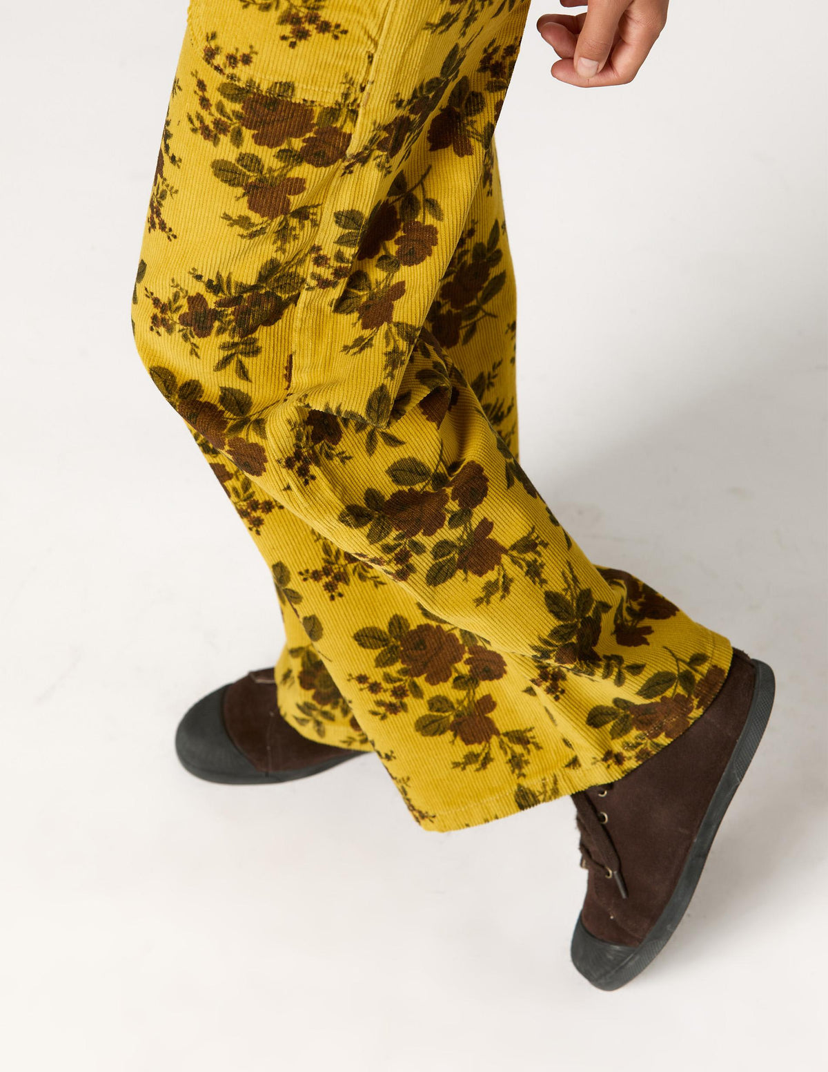 PANTALON PANA FLORAL CURRY