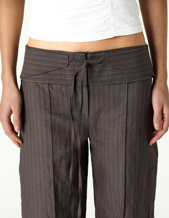 PANTALON CINTURILLA MARRON CORDON