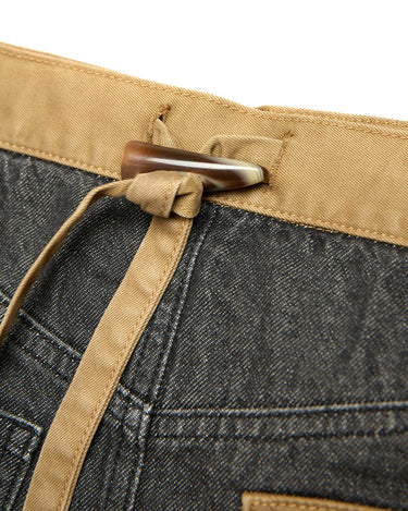 ANTHRACITE DENIM BAG WITH CONTRAST STRAP