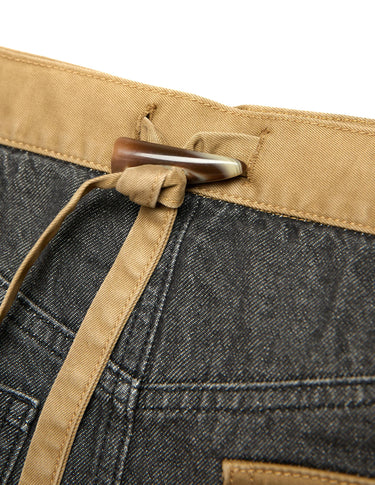 ANTHRACITE DENIM BAG WITH CONTRAST STRAP