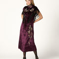 BURGUNDY EMBROIDERED VELVET CAPE
