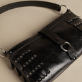 FRINGED STUDDED BLACK BAG