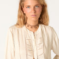 ECRU LACE AND DRAWSTRING SHIRT