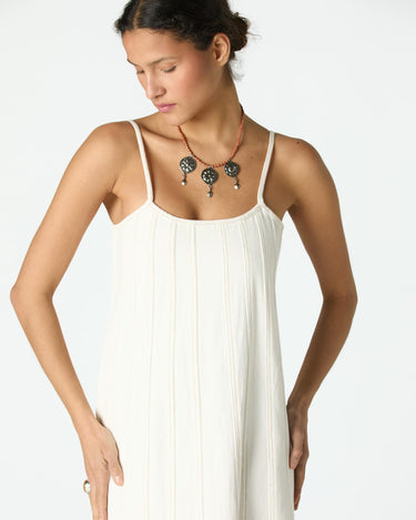 WHITE DENIM PANELLED DRESS