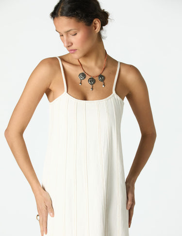 WHITE DENIM PANELLED DRESS