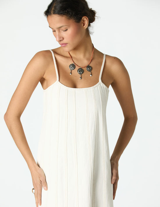 WHITE DENIM PANELLED DRESS