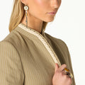STRIPED LACE KHAKI BLAZER