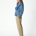 CURVED TOPSTITCH TROUSERS OLIVE