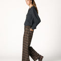 GREY STUDDED CHECK PANTS