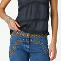 BLUE EMBROIDERED YOKE TROUSERS