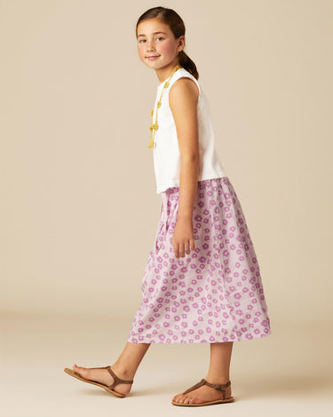 CONTRAST BERRY FLORAL SKIRT