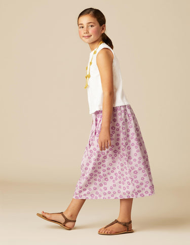 CONTRAST BERRY FLORAL SKIRT