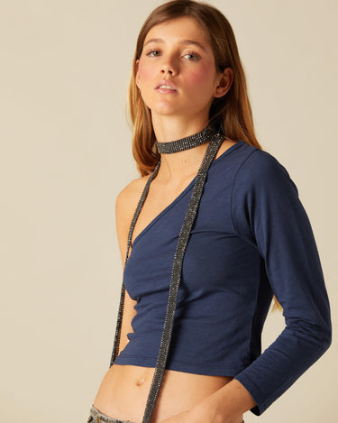 BLUE ASYMMETRIC T-SHIRT