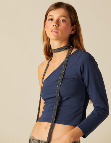 BLUE ASYMMETRIC T-SHIRT
