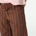 BROWN STRIPED DENIM TROUSERS