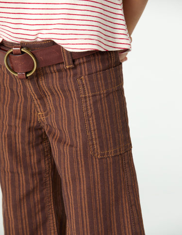 BROWN STRIPED DENIM TROUSERS